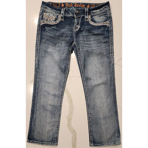 Rock Revival Karla Capri Jeans Size 28 Low Rise Bling Embellished